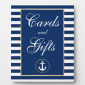 Nautical Blue Stripes Wedding Cards Gifts Fotoplaat (Voorkant)