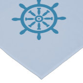 Nautical Blue Table Runner met Ship's Wheel Art Korte Tafelloper (Hoek)