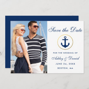 Nautical Blue van het huwelijk sparen de Datum Fot Save The Date