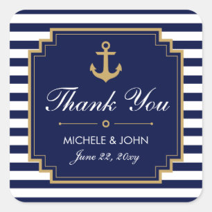 Nautical Blue Wedding Dank je wel voor Stickers