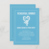 Nautical Blue Wedding Rehearsal Dinner Invitations Kaart (Voorkant / Achterkant)