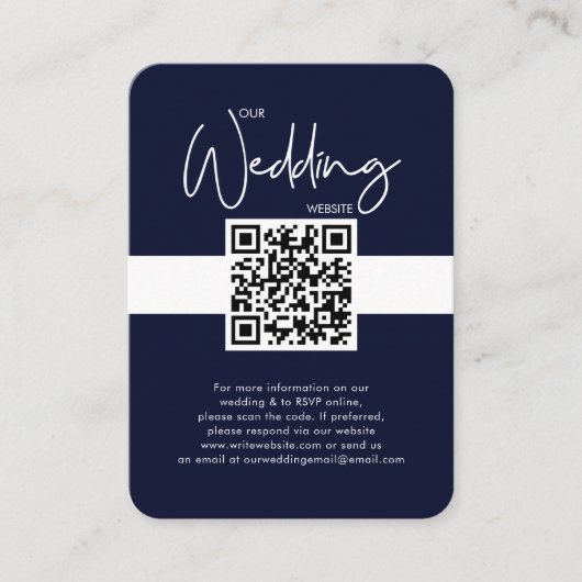 Nautical Blue Wedding Website QR Code Foto RSVP Informatiekaartje (Voorkant)