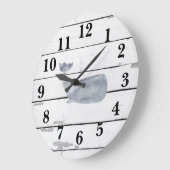 Nautical Blue Whale Ship Rustic Decor Grote Klok (Hoek)