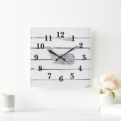 Nautical Blue Whale Ship Rustic Decor Vierkante Klok (Huis)