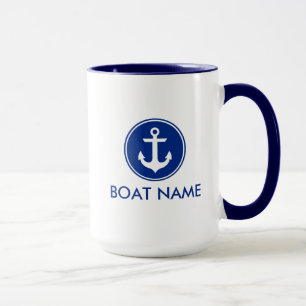 Nautical Blue White Anchor Boat Name Jumbo Mok B