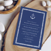 Nautical Blue White Anchor Monogram Weddenschap Kaart