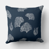Nautical Blue White Coral Reef Patroon Kussen (Achterkant)