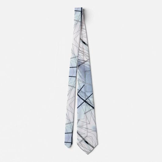 Nautical Blue White en Black Line Abstract Stropdas (Achterkant)