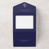 Nautical Blue & White Modern No Dinner All In One Uitnodiging (Buitenkant)