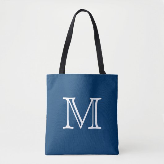 Nautical Blue White Monogram Draagtas (Voorkant)