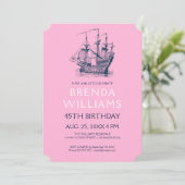 Nautical Blue Wind Sailing Birthday Party Invite Kaart (Staand voorkant)