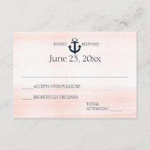 Nautical Blush and Navy Wedding Response RSVP Kaartje