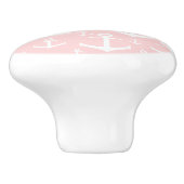 Nautical blush roze & white anchorman keramische knop (Zijkant)