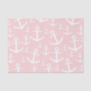 Nautical blush roze & white anchorman tissuepapier