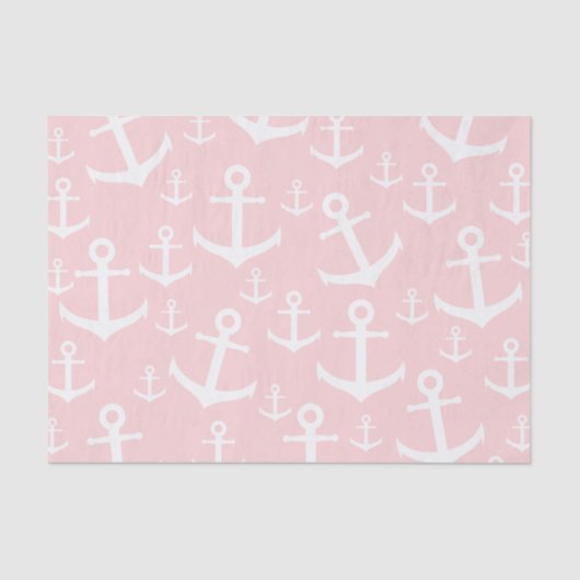 Nautical blush roze & white anchorman tissuepapier (Voorkant)