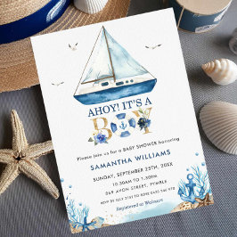 Nautical Boat Ahoy Het is een Jongen Baby shower Kaart