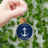 Nautical Boat Anchor and Name Captain Custom Sleutelhanger (Hand)