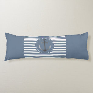 Nautical Boat Anchor Blue en White Striped Lichaamskussen