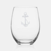 Nautical Boat Anchor Coastal Wedding Wijnglas Zonder Voet (Achterkant)