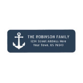 Nautical Boat Anchor Grey Blue Address Etiket (Voorkant)
