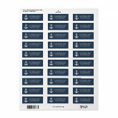 Nautical Boat Anchor Grey Blue Address Etiket (Full Sheet)