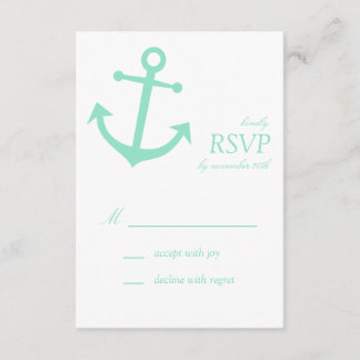 Nautical Boat Anchor RSVP-kaarten (Bleek groen) RSVP Kaartje