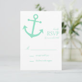 Nautical Boat Anchor RSVP-kaarten (Bleek groen) RSVP Kaartje (Staand voorkant)