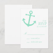 Nautical Boat Anchor RSVP-kaarten (Bleek groen) RSVP Kaartje (Voorkant / Achterkant)