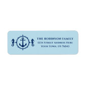 Nautical Boat Anchor Seahorse Ice Blue Address Etiket (Voorkant)