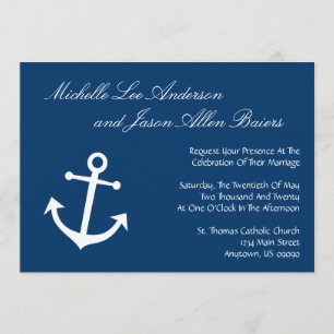 Nautical Boat Anchor Wedding Invitations (marine) Kaart