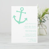 Nautical Boat Anchor Wedding Invites (Bleek groen) Kaart (Staand voorkant)