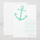Nautical Boat Anchor Wedding Invites (Bleek groen) Kaart (Voorkant / Achterkant)