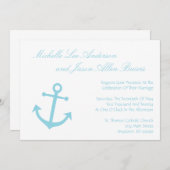 Nautical Boat Ancre Wedding Invitations Pale Blue (Devant / Derrière)