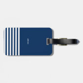 Nautical Boat Anker Navy Blue Gestreept Bagagelabel (Achterkant horizontaal)