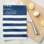 Nautical Boat Anker Navy Blue Gestreept Theedoek (Quarter Fold)