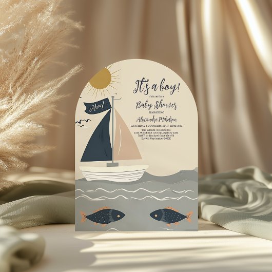 Nautical Boat Baby shower Kaart
