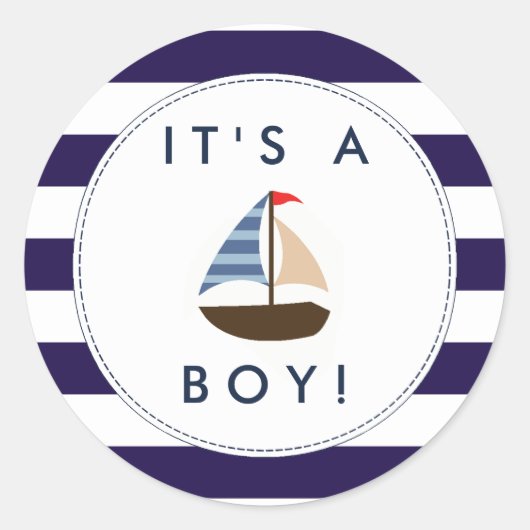 Nautical Boat Baby shower Stickers - Het is een jo (Voorkant)