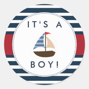 Nautical Boat Baby shower Stickers - Het is een jo