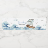 Nautical Boat Baby shower Waterfles Etiket (Enkel label)