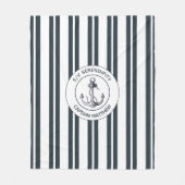 Nautical Boat Captain Name Anchor Blue White Fleece Deken (Voorkant)