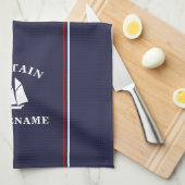 Nautical Boat Captain Personalized Kitchen Towels Theedoek (Quarter Fold)