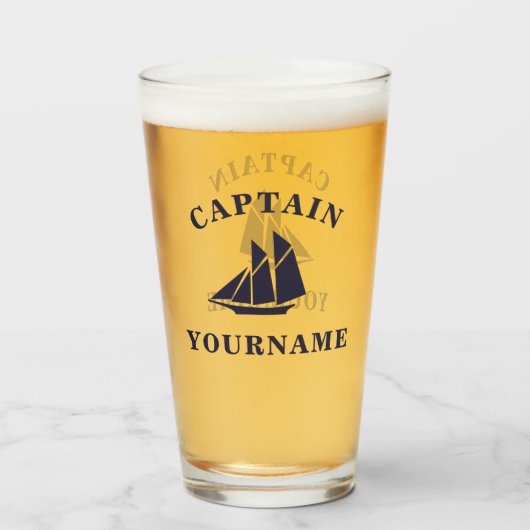 Nautical Boat Captain Personalized Tumbler Glass (Voorkant gevuld)