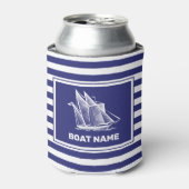 Nautical Boat Design Navy Blue Striped koeler (Blikje Voorkant)