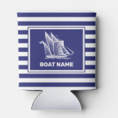 Nautical Boat Design Navy Blue Striped koeler (Achterkant)