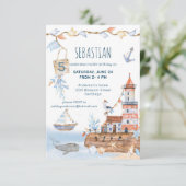 Nautical Boat Lighthouse Verjaardag Kaart (Staand voorkant)