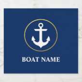 Nautical Boat Name Anchor Blue Gold Bier Etiket (Enkel label)