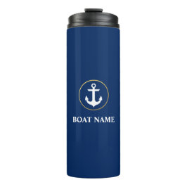 Nautical Boat Name Anchor Blue Gold Thermosbeker