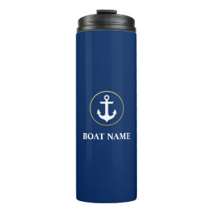 Nautical Boat Name Anchor Blue Gold Thermosbeker