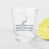Nautical Boat Name,Anchor Dolphin Navy Blue Shot Glas (Achterkant)