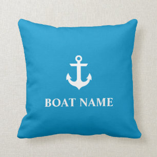Nautical Boat Name Anchor Malibu Blue Kussen